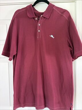 Final Sale-Tommy Bahama Maroon Polo with Light Blue Dolphin Logo